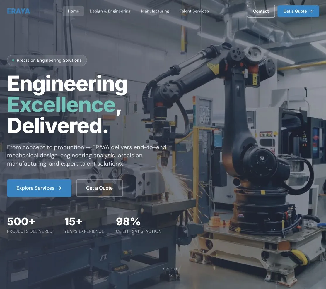 ERAYA Engineering website preview