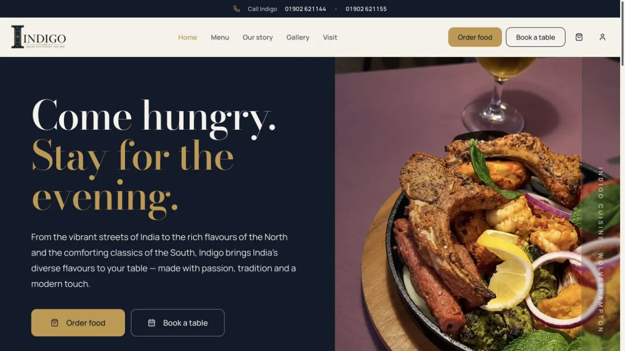 Indigo Cuisine website preview